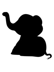 sitzender elefant silhouette süß kalb klein kind baby clipart comic cartoon niedlich dickhäuter savanne rüsseltier jumbo grauer riese