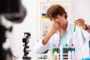 Chemist blogger recording video for his blog
