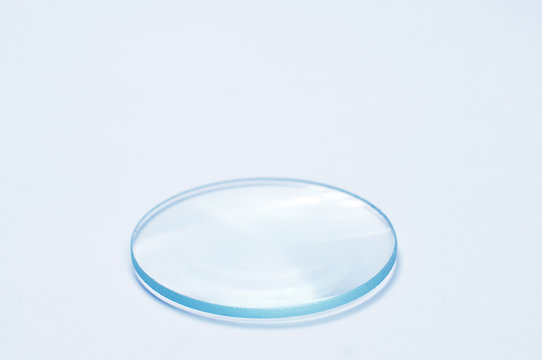 magnifying glass lens on white background close-up