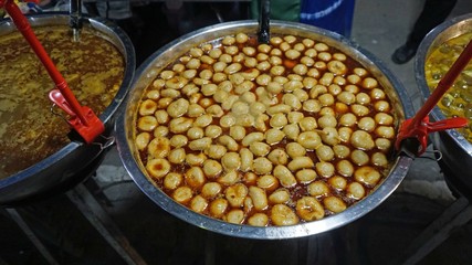 asian food market in phetchaburi thailand