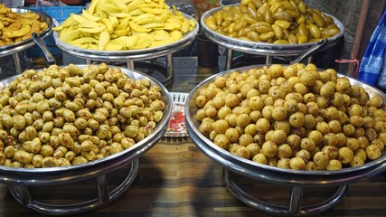 asian food market in phetchaburi thailand