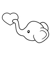schenken elefant kopf herz liebe verliebt sitzend süß kalb klein kind baby clipart comic cartoon niedlich dickhäuter savanne rüsseltier jumbo grauer riese