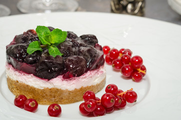 Cherry cheesecake dessert.  