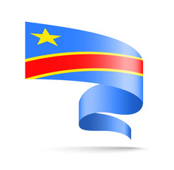 Democratic Republic of Congo flag in the form of wave ribbon.