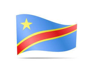 Waving Democratic Republic of Congo flag in the wind. Flag on white vector illustration