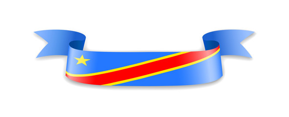 Democratic Republic of Congo flag in the form of wave ribbon.