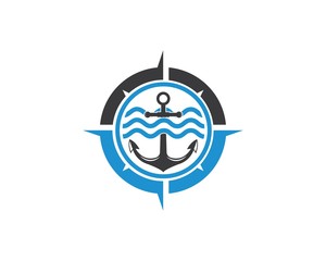 Anchor icon Logo compass design Template vector