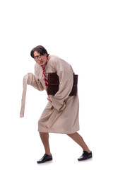 Young mad man isolated on white 