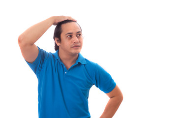 Funny Young Man Thinking Expression, Looking to The Side