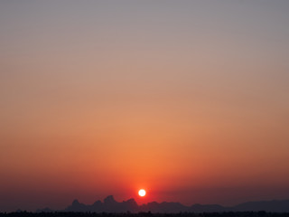 Background Beautiful landscape in the mountains at sunset. Asia, Thailand. with copy space.