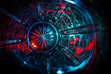 abstract shining light with chandelier crystal in dark night. Luxury star light in dark for nackground concept