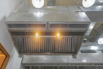 The restaurant ventilation system. Airflow fan for ventilate vacuum odor. Ventilation in the...