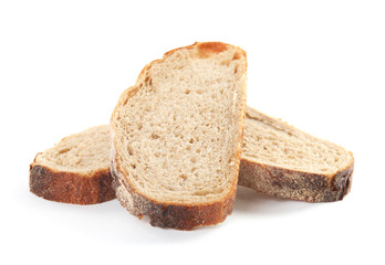 Fresh bread on white background. Baked goods