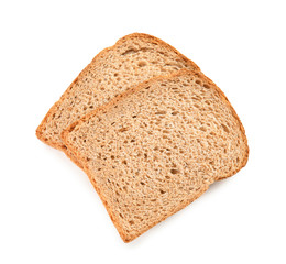 Fresh bread on white background, top view