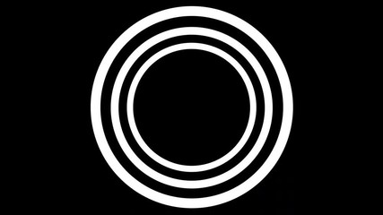  3D rendering of a seamlessly loopable animation of three rotating concentric golden reflective rings, on black background, followed by alpha matte. - Powered by Adobe