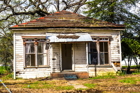 Front Of Uninhabitable Abandoned Home