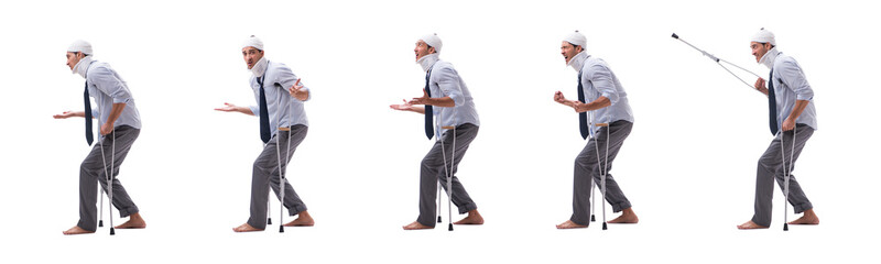 Injured businessman isolated on white 