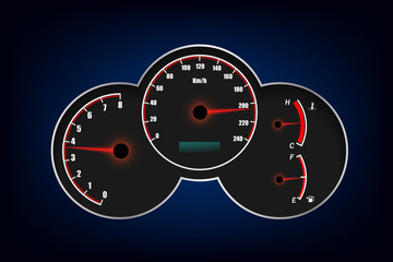 Speedometer, tachometer, fuel and temperature gauge.vector illustration eps10