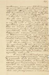 Página 69 do manuscrito “Memória sobre a navegação aérea” (1881), do inventor brasileiro...