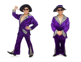 Funny man wearing sombrero and glasses 