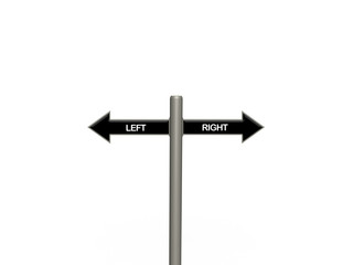 Left and right arrow pointers on signpost against a white background