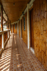 Detail texture of traditional thai bamboo house resort.