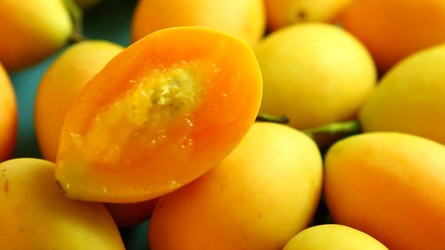 Marian plum fruit in plate, in studio Chiangmai Thailand