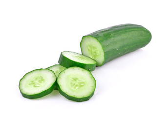 Cucumber and slices isolated on a white background