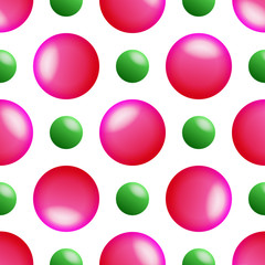 Seamless pattern with pink and green balls