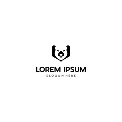 Modern simple hexagon bear logo, Geometric hexagon bear logo vector template