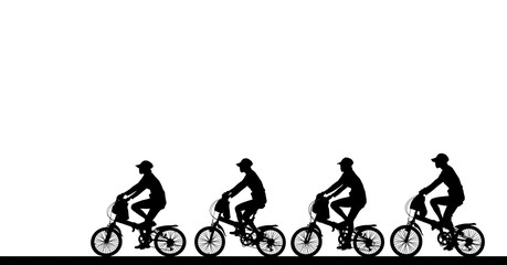 Obraz premium silhouette cyclists bicycle riders on white background.