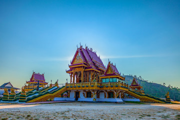 large pavillion of Wat Ban Ngao temple the famous temple in Ranong province Thailand