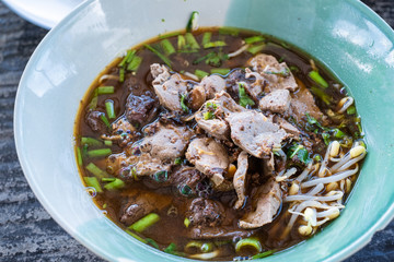 Thai Style Clear Vegetable Soup with Entrails. Top views. Thai Food. Food Lifestyle.