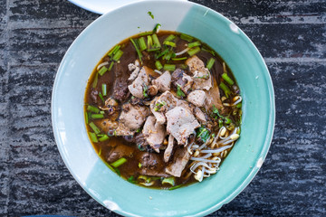 Thai Style Clear Vegetable Soup with Entrails. Top views. Thai Food. Food Lifestyle.