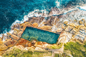 Aerial views of McIvers Ocean Baths Coogee Australia