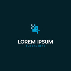 Big data storage with elephant symbol logo design, Big data elephant symbol made of chaotic information clusters or colorful particles collected in order to analyze data