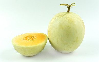melon cantaloupe on White Background, Ingredients for cooking. food concept.