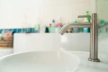 Modern faucet in bathroom