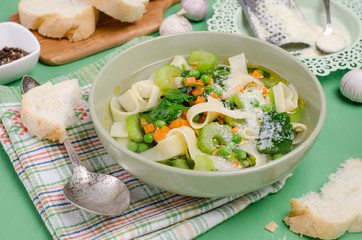 Traditional soup with pasta