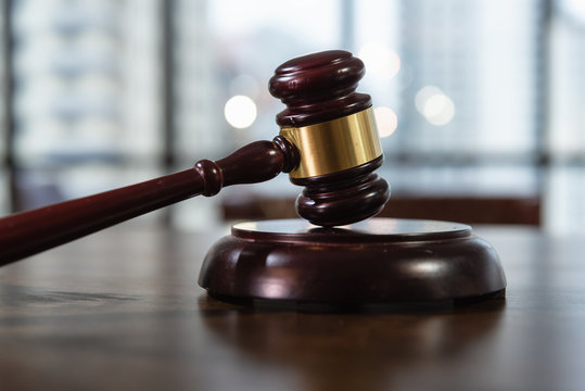 Court of Justice Law and Rule Concept, Judge's Gavel for Adjudicate Justness Lawsuit. Wooden Hammer for Adjudge Judicial of Lawyer