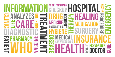 Fototapeta premium Health, insurance, medical - Word Cloud