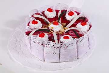 Cake with cream flowers