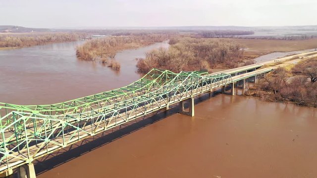 The Interstate 680 Bridge over the Missouri River Closed for Flood Cleanup
