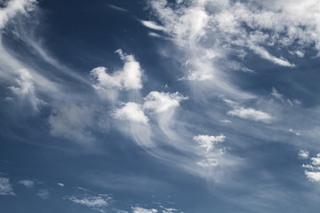 white feathery clouds in the blue sky