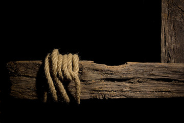 Rope on a wooden crossbeam