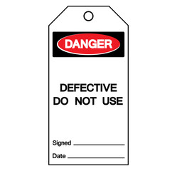 Danger Defective Do Not Use Tag Symbol Sign,Vector Illustration, Isolate On White Background Label. EPS10