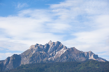 Pilatus is a mountain overlooking Lucerne in Central Switzerland, a popular route for tourists in summer.