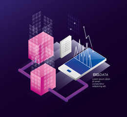 Fototapeta premium smartphone with data center icons