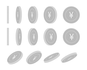Chinese yuan rotating coins set, animation ready. 