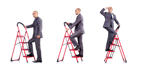 Businessman in career ladder concept
